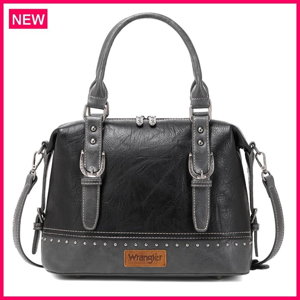 Western Barrel Satchel Purse with Detachable Strap, 12.5x9 Inches